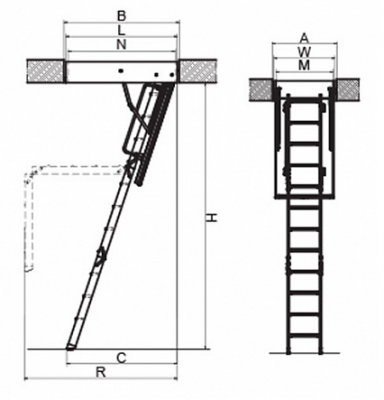 Чердачная термоизоляционная лестница LTK Thermo 60*120 см
